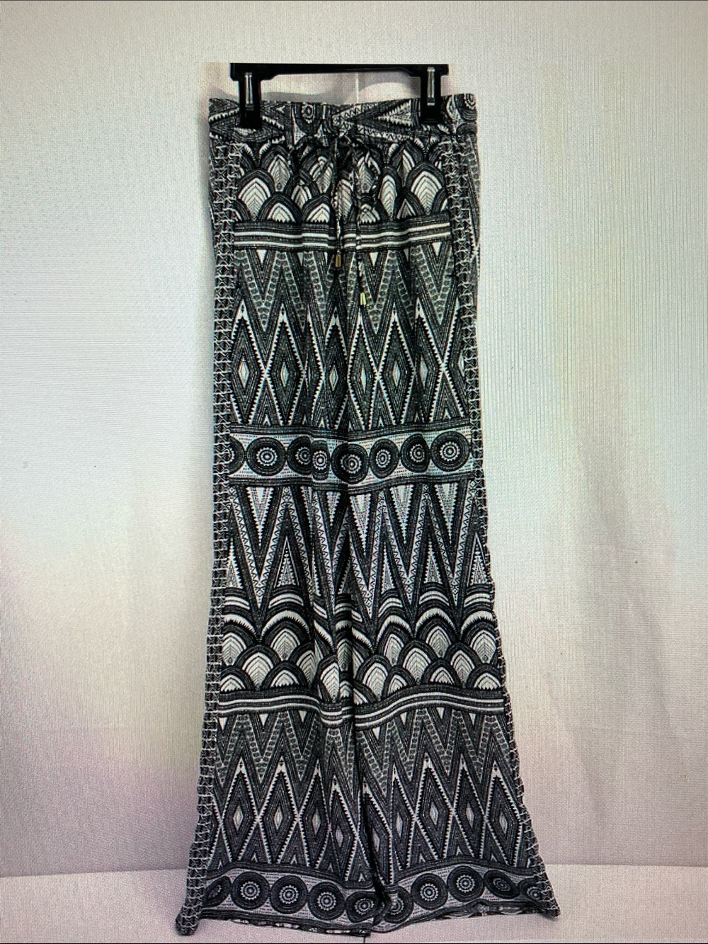 H&M Black & White Wide-Leg Printed Pants
